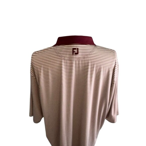 Footjoy Men' 2XL Maroon White Striped Golf Polo Aggie Pullover Shirt w/FLAW - Picture 6 of 8